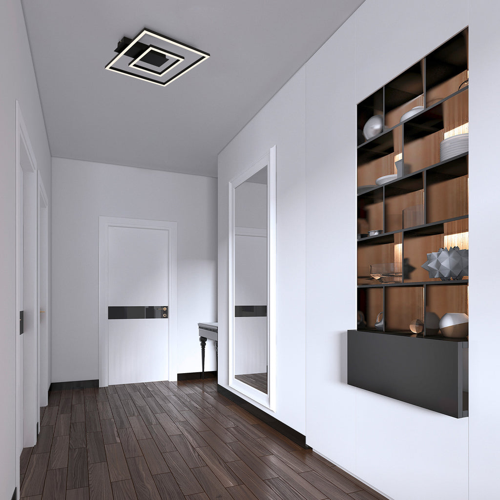 LED taklampe 3772 med 2 rammer svart metall bakside