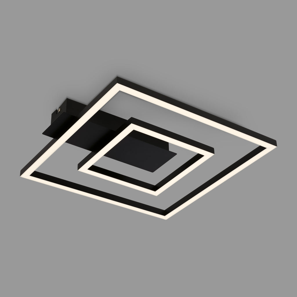 LED taklampe 3772 med 2 rammer svart metall montert i rom