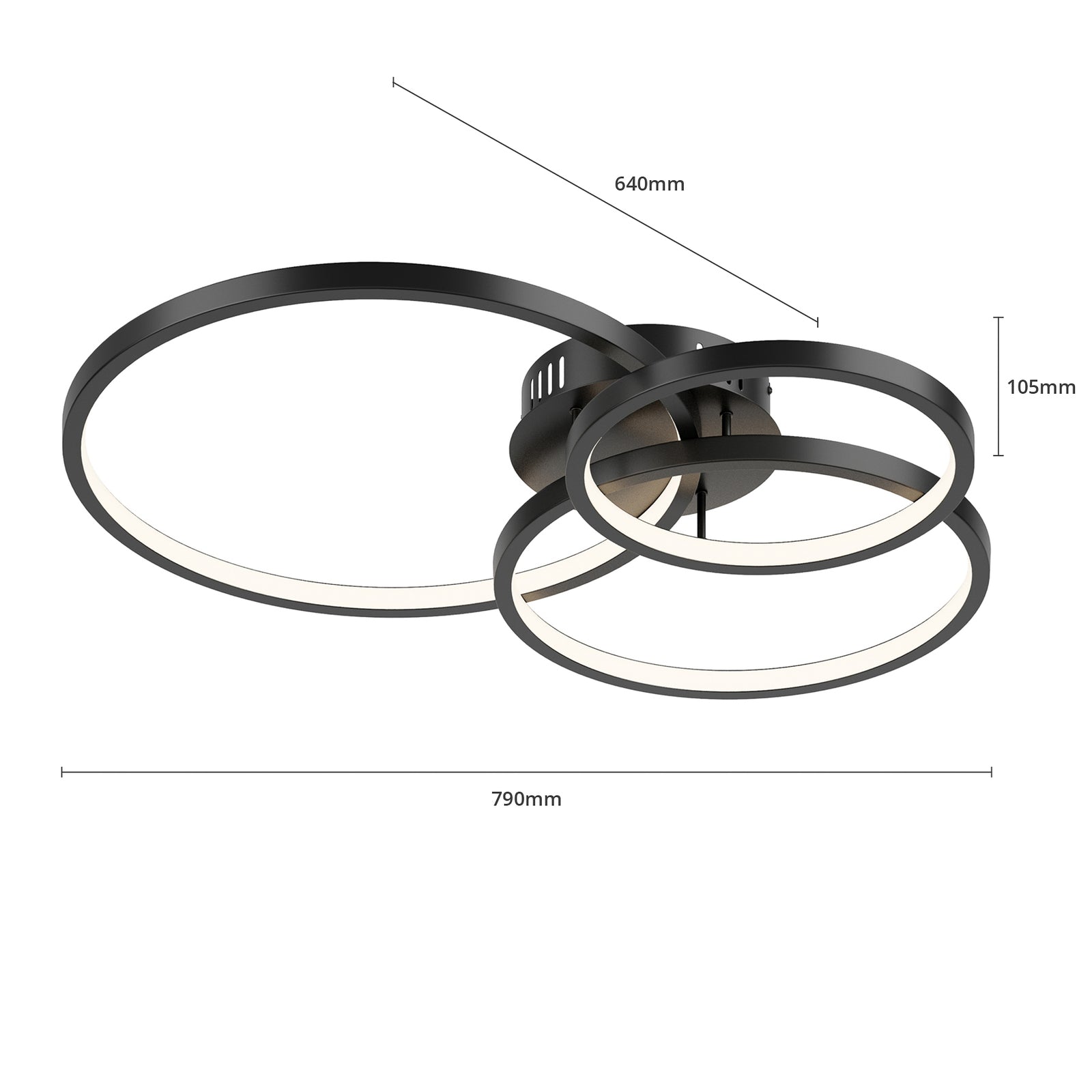 Montert LED taklampe Aaron smart antrasitt RGB CCT dimbar 36W i rom