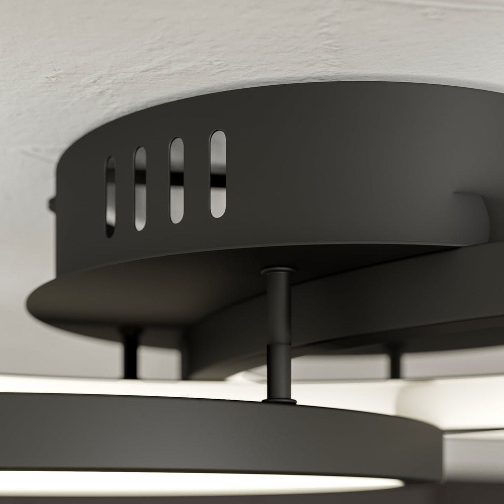Nærbilde av LED taklampe Aaron smart antrasitt RGB CCT dimbar 36W ring