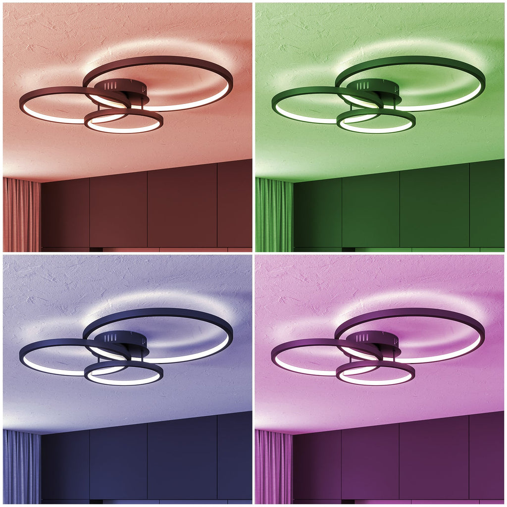 LED taklampe Aaron smart antrasitt RGB CCT dimbar 36W app-styring