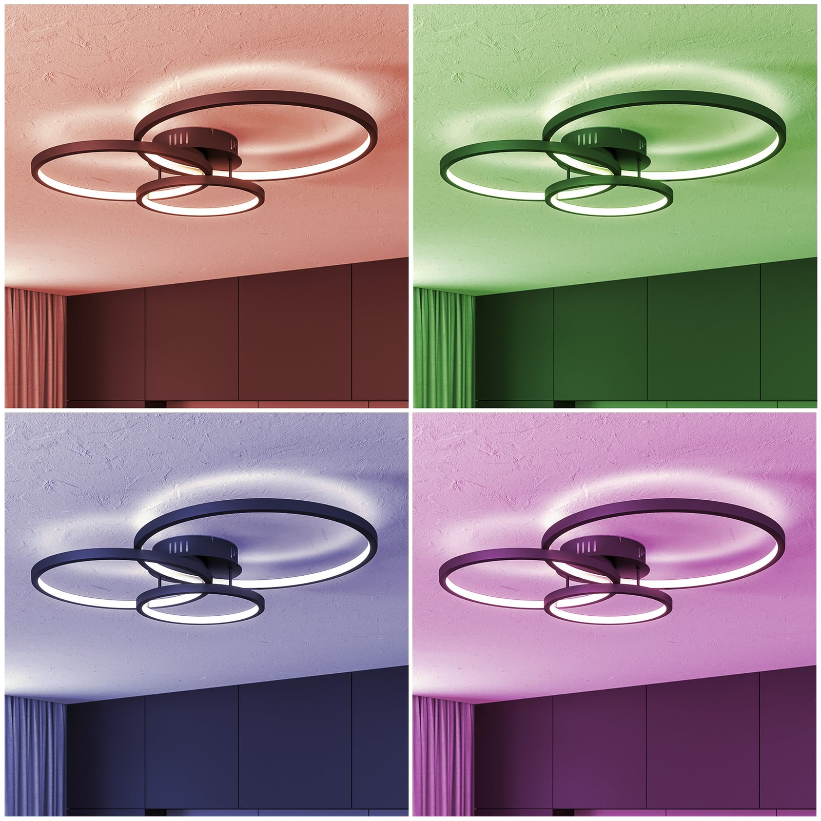 LED taklampe Aaron smart antrasitt RGB CCT dimbar 36W app-styring