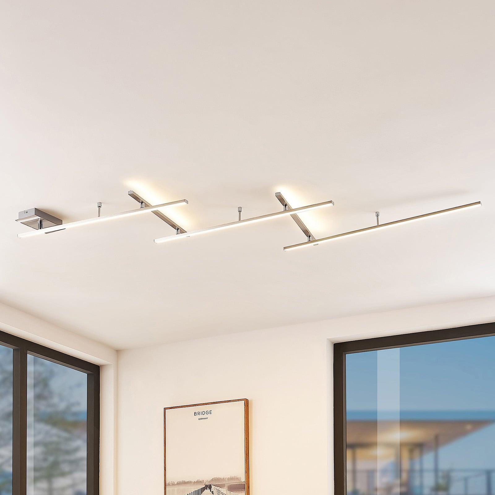 LED taklampe Acia dimbar nikkel 250 cm 25W forfra