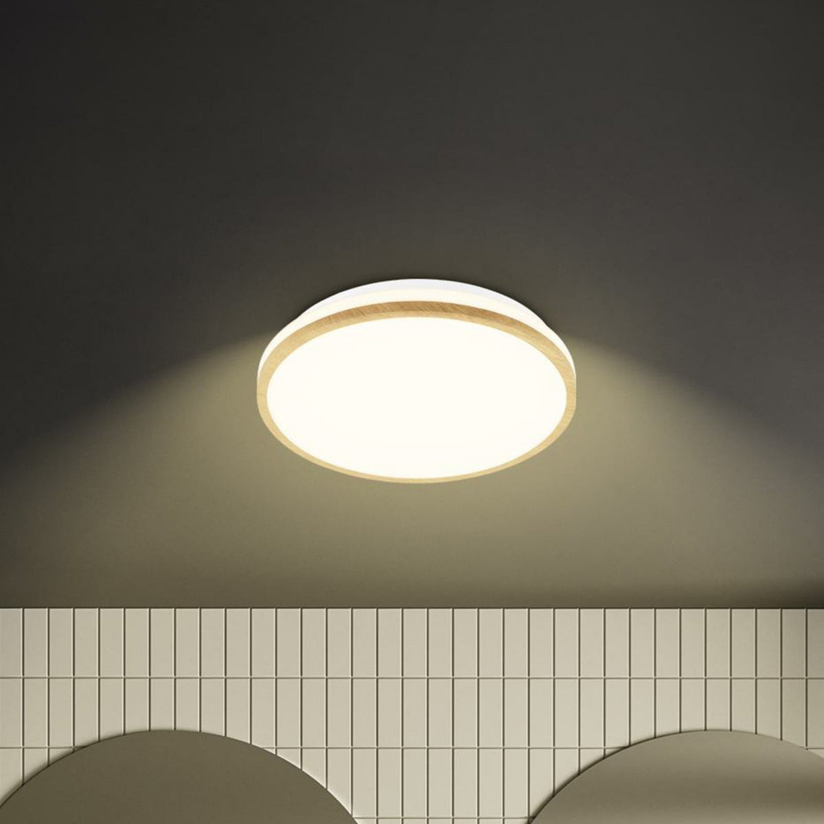 LED taklampe Acorus hvit trefarget forfra