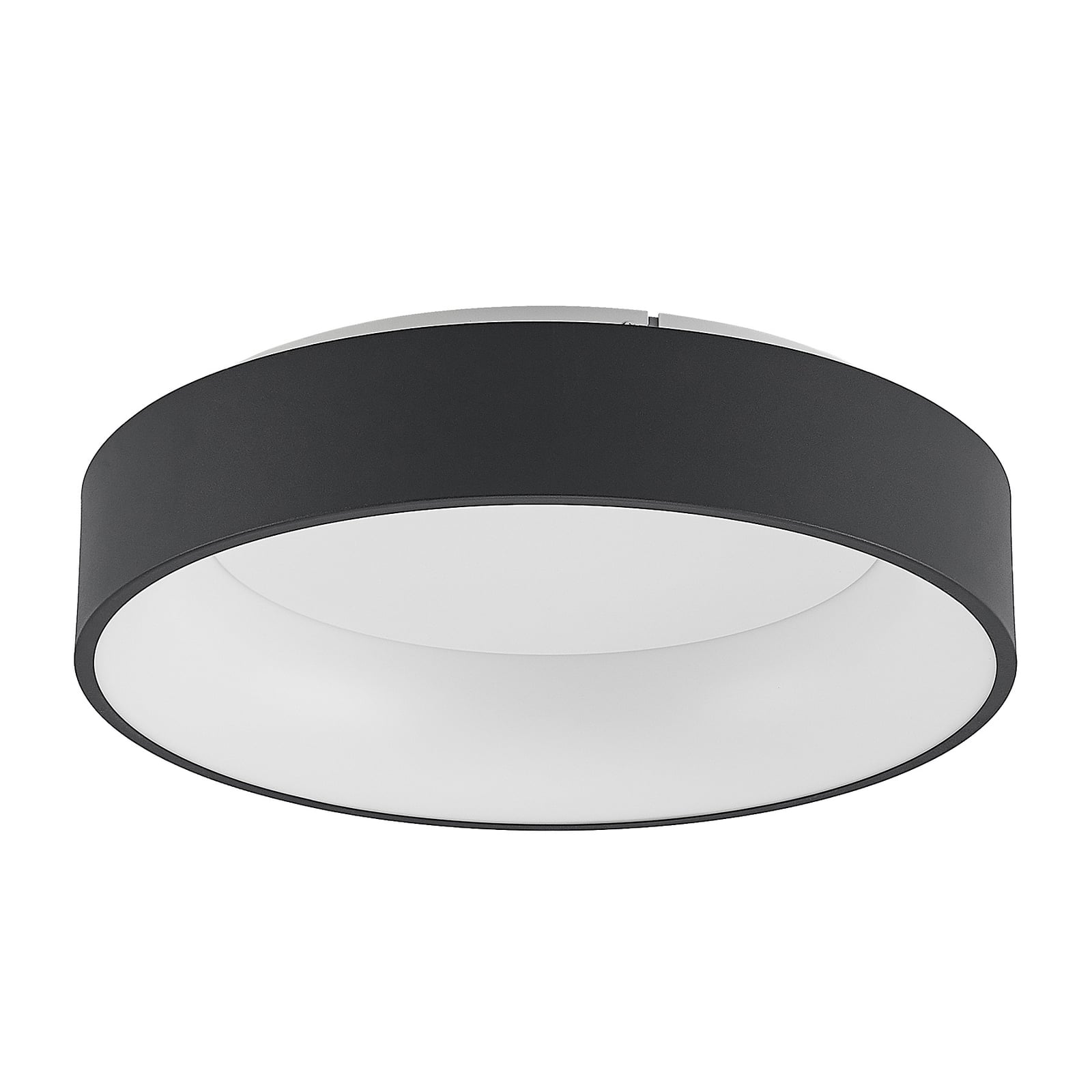 LED taklampe Aleksi dimbar svart CCT Ø45 cm montert i rom