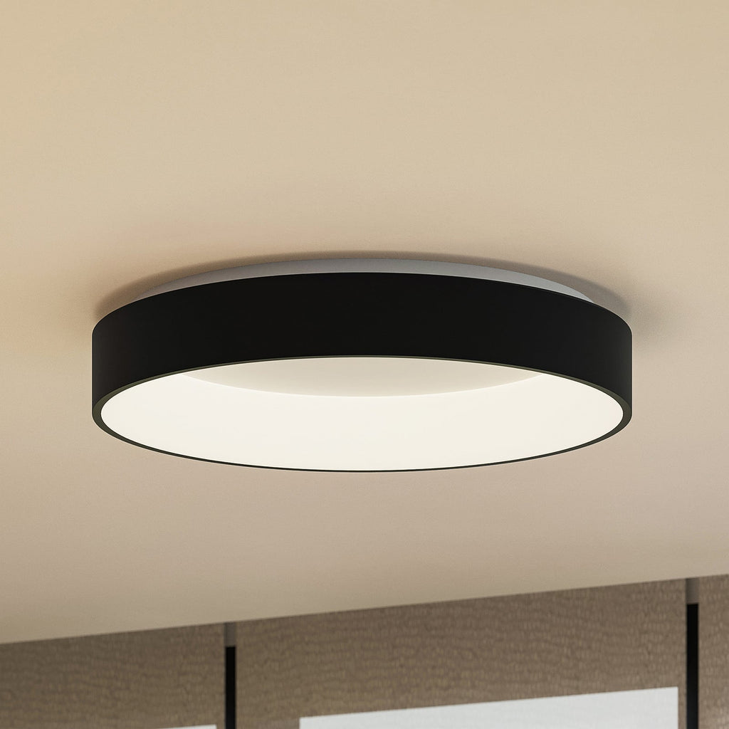 LED taklampe Aleksi dimbar svart metall Ø60 cm CCT forfra