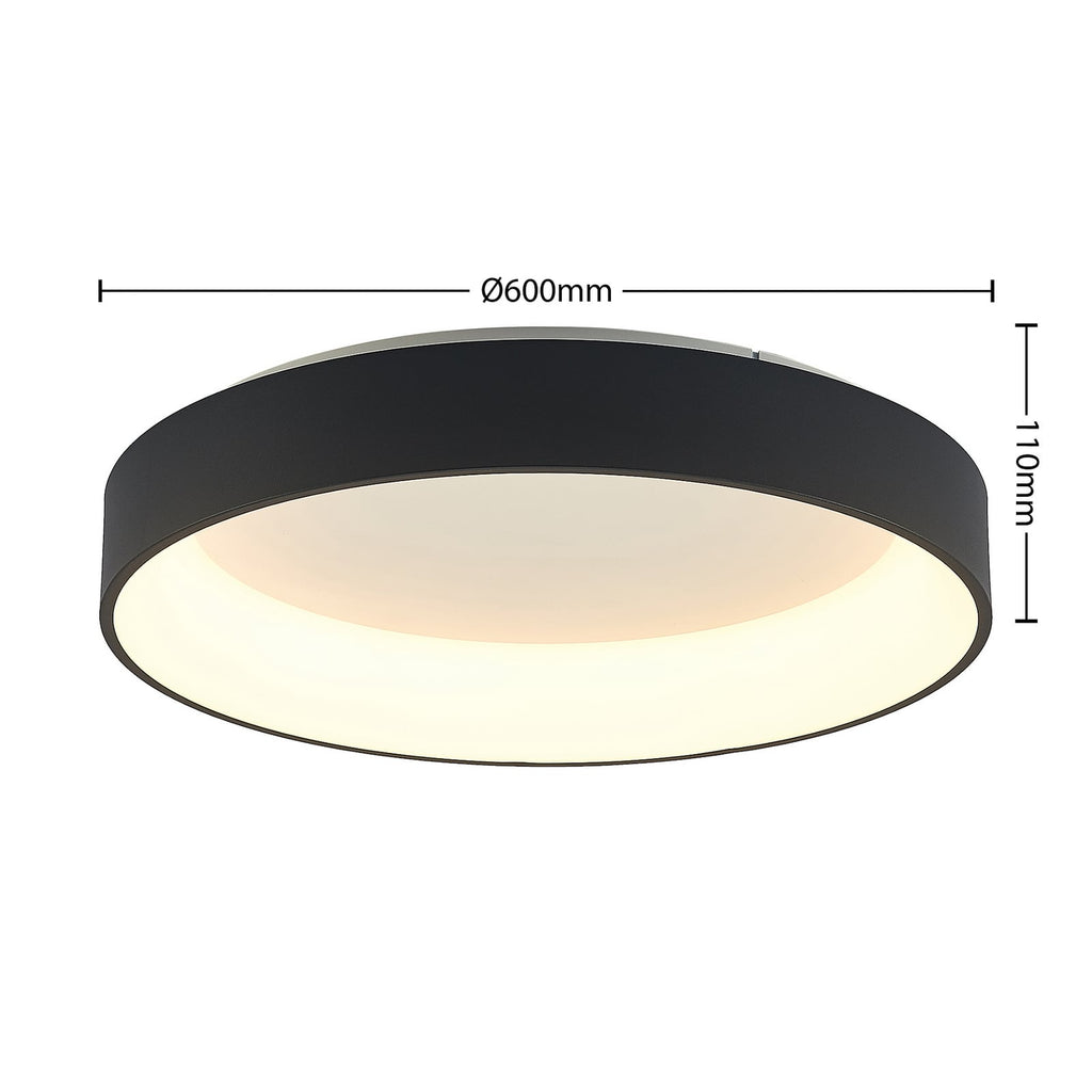 LED taklampe Aleksi dimbar svart metall Ø60 cm CCT detalj