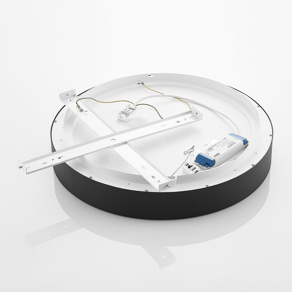 LED taklampe Aleksi dimbar svart metall Ø60 cm CCT sideprofil