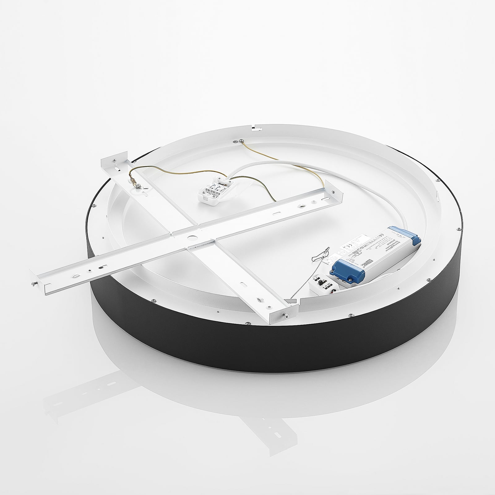 LED taklampe Aleksi dimbar svart metall Ø60 cm CCT sideprofil