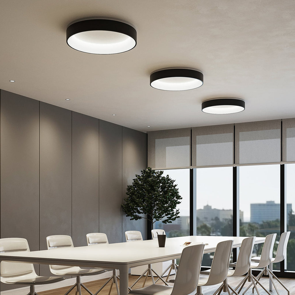 LED taklampe Aleksi dimbar svart metall Ø60 cm CCT LED-moduler