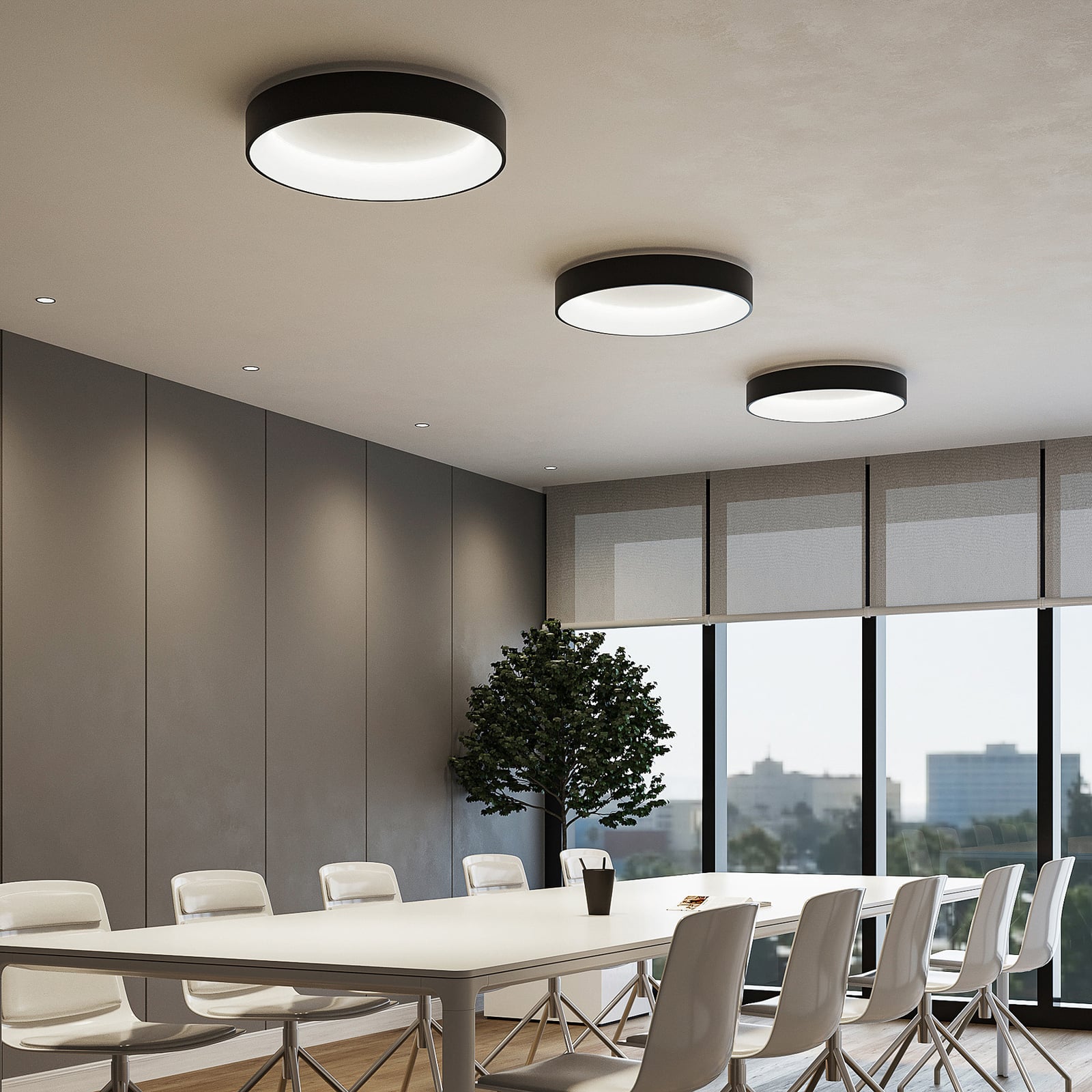 LED taklampe Aleksi dimbar svart metall Ø60 cm CCT LED-moduler