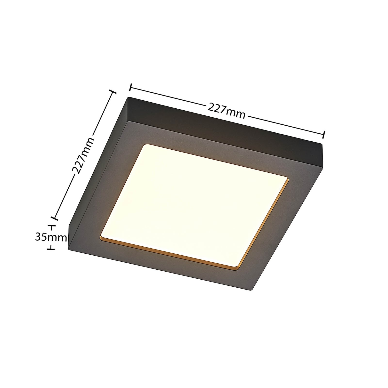 Nærbilde av LED taklampe Alette dimbar CCT svart 22,7 cm