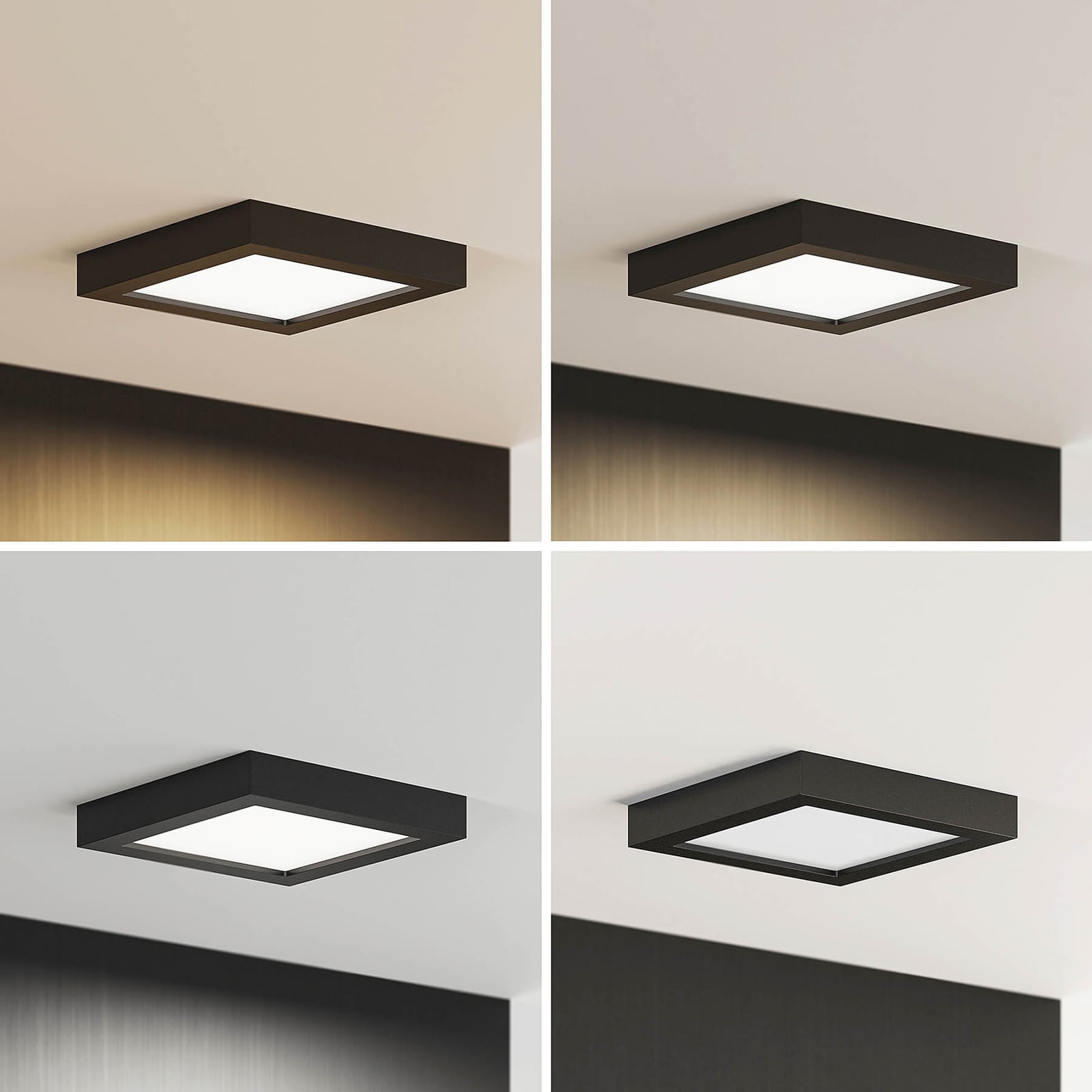 LED taklampe Alette dimbar CCT svart 22,7 cm med DIP-bryter