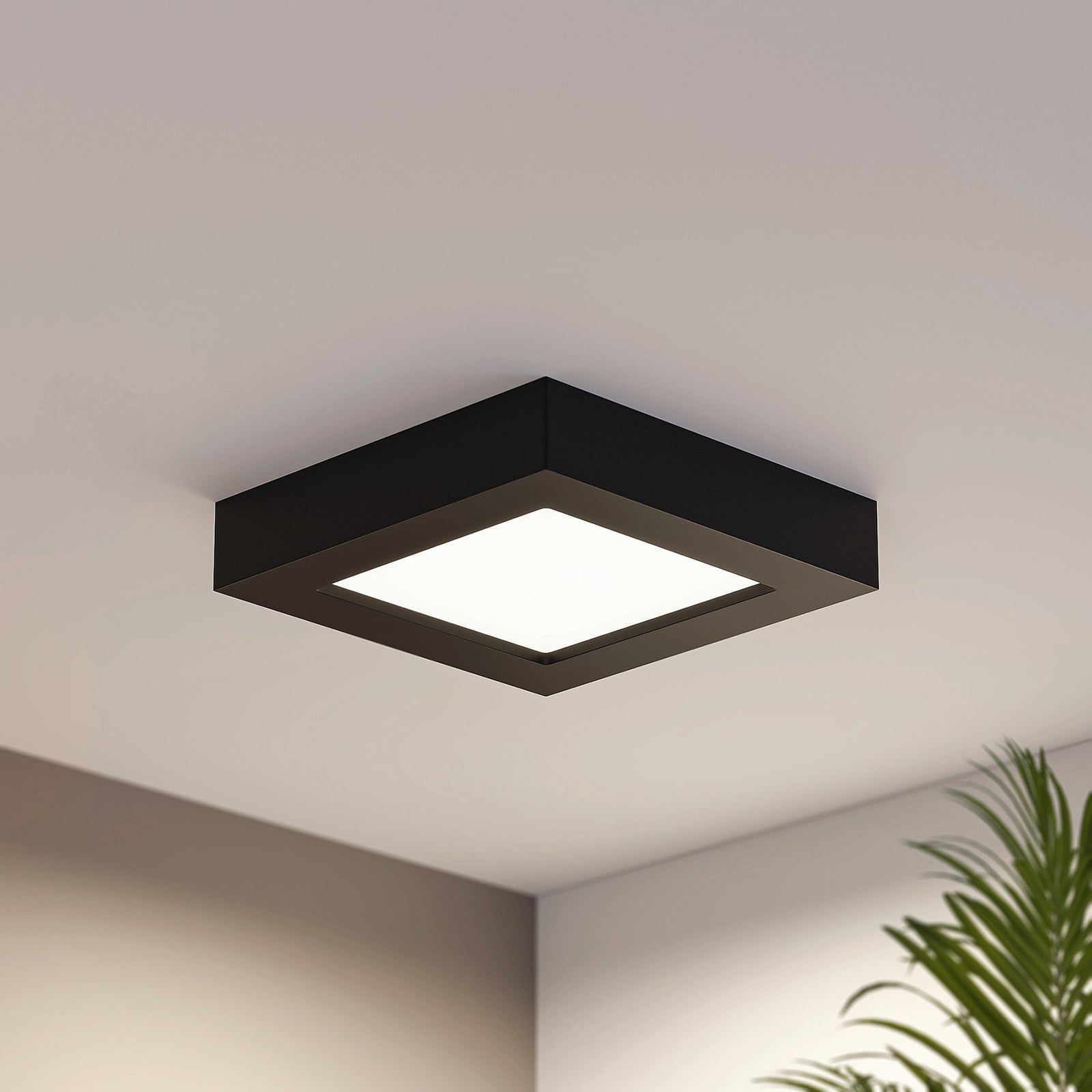 LED taklampe Alette dimbar CCT svart IP44 12W 17 cm forfra