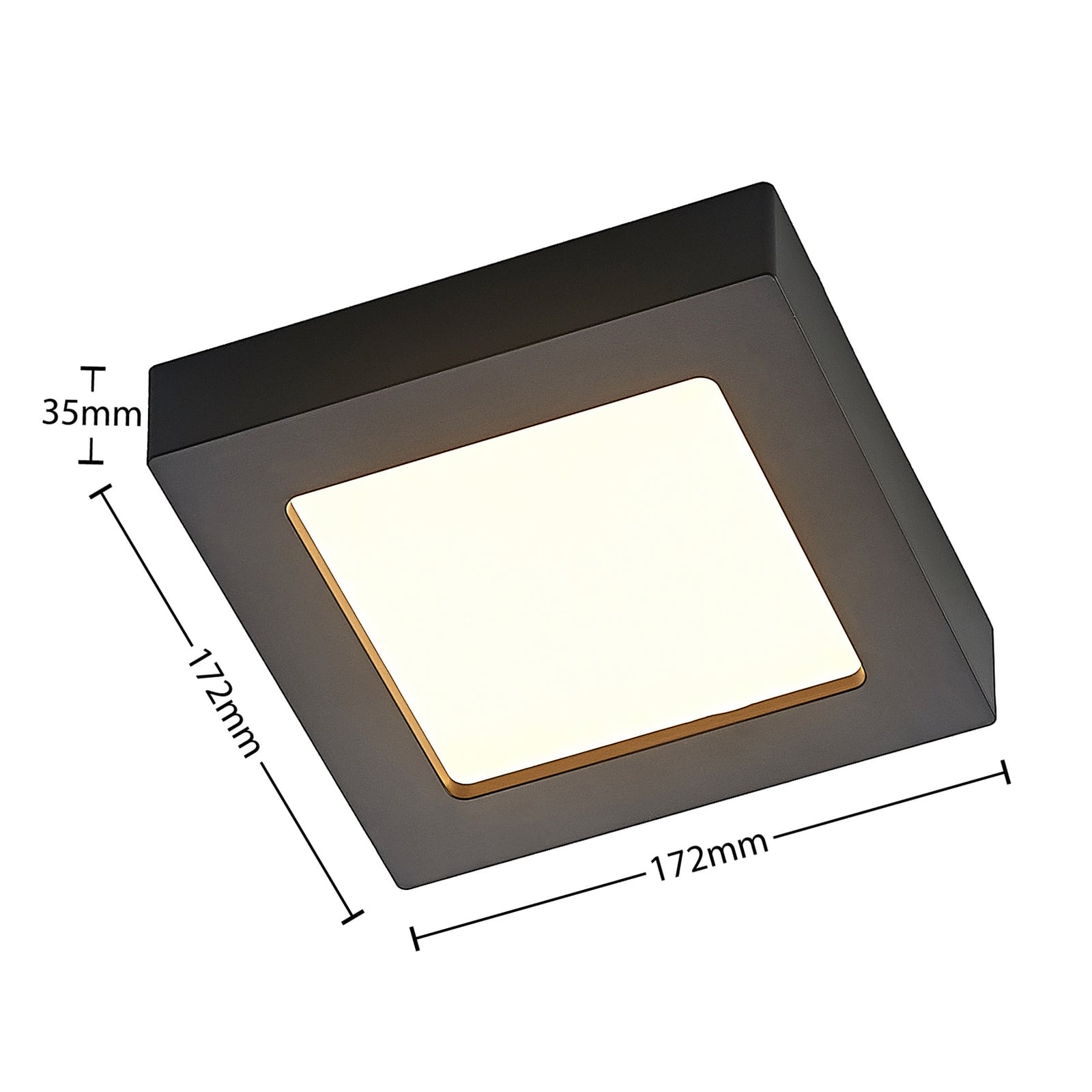 Detalj av LED taklampe Alette dimbar CCT svart IP44 12W 17 cm