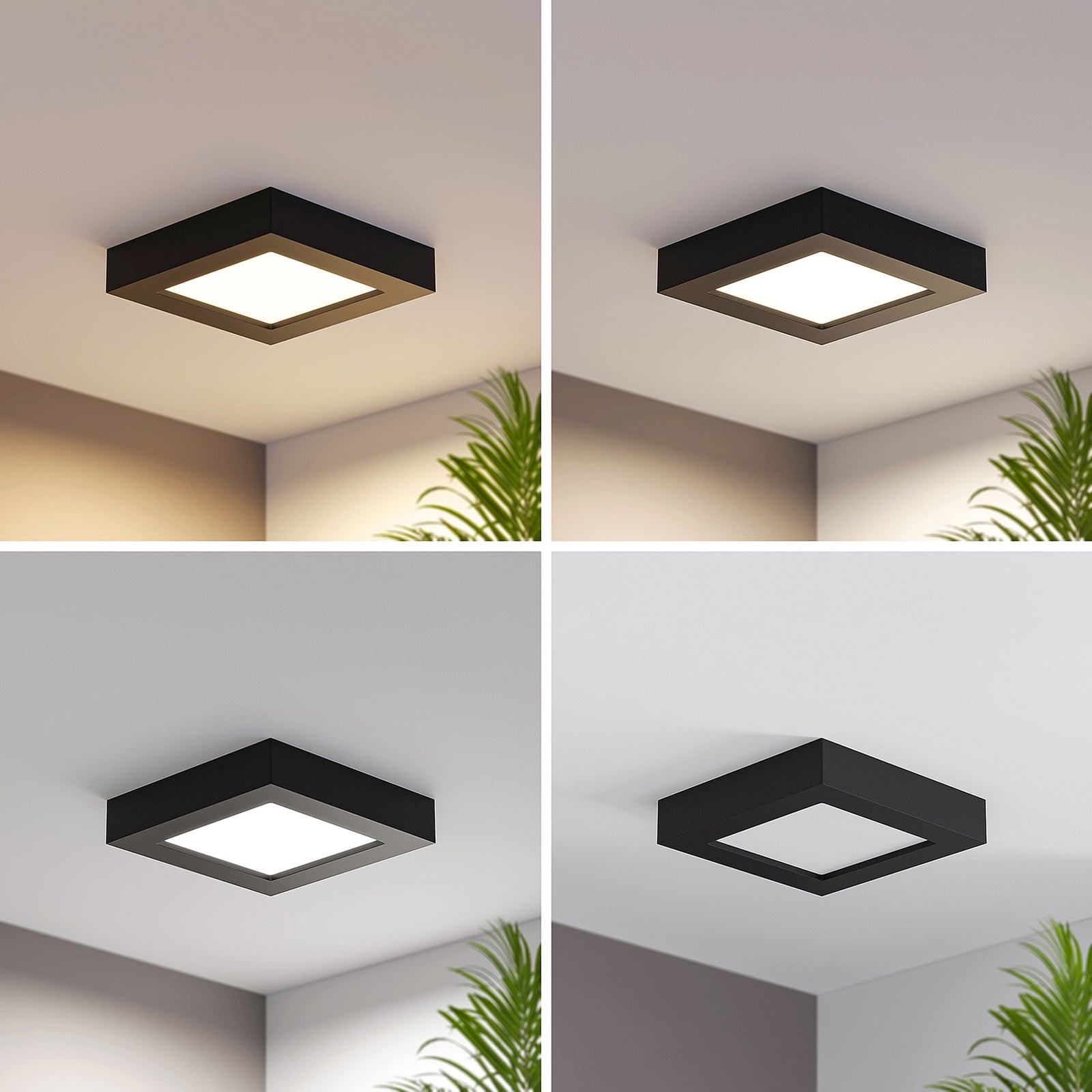 LED taklampe Alette dimbar CCT svart IP44 12W 17 cm sideprofil