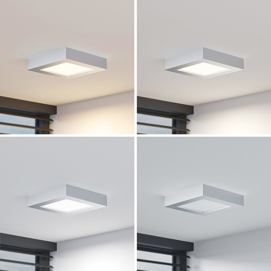 LED taklampe Alette dimbar sølv 17,2 cm IP44 CCT - Prios
