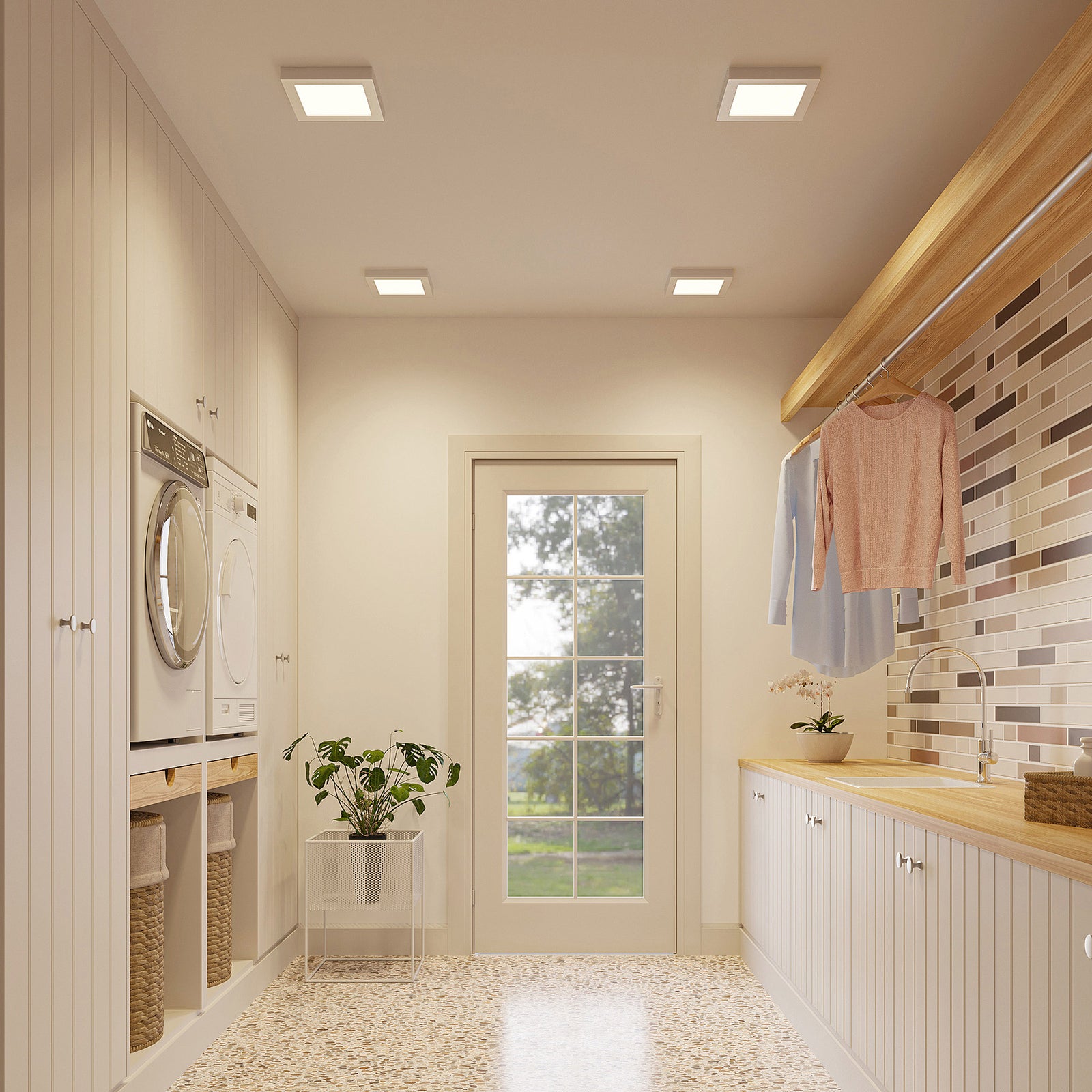 LED taklampe Alette dimbar sølv bakside