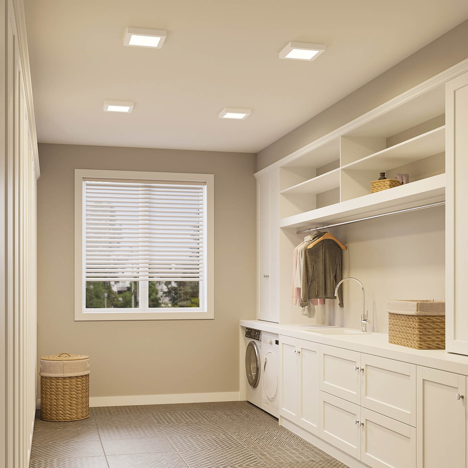 LED taklampe Alette hvit 22,7 cm 24W dimbar IP44 bakside