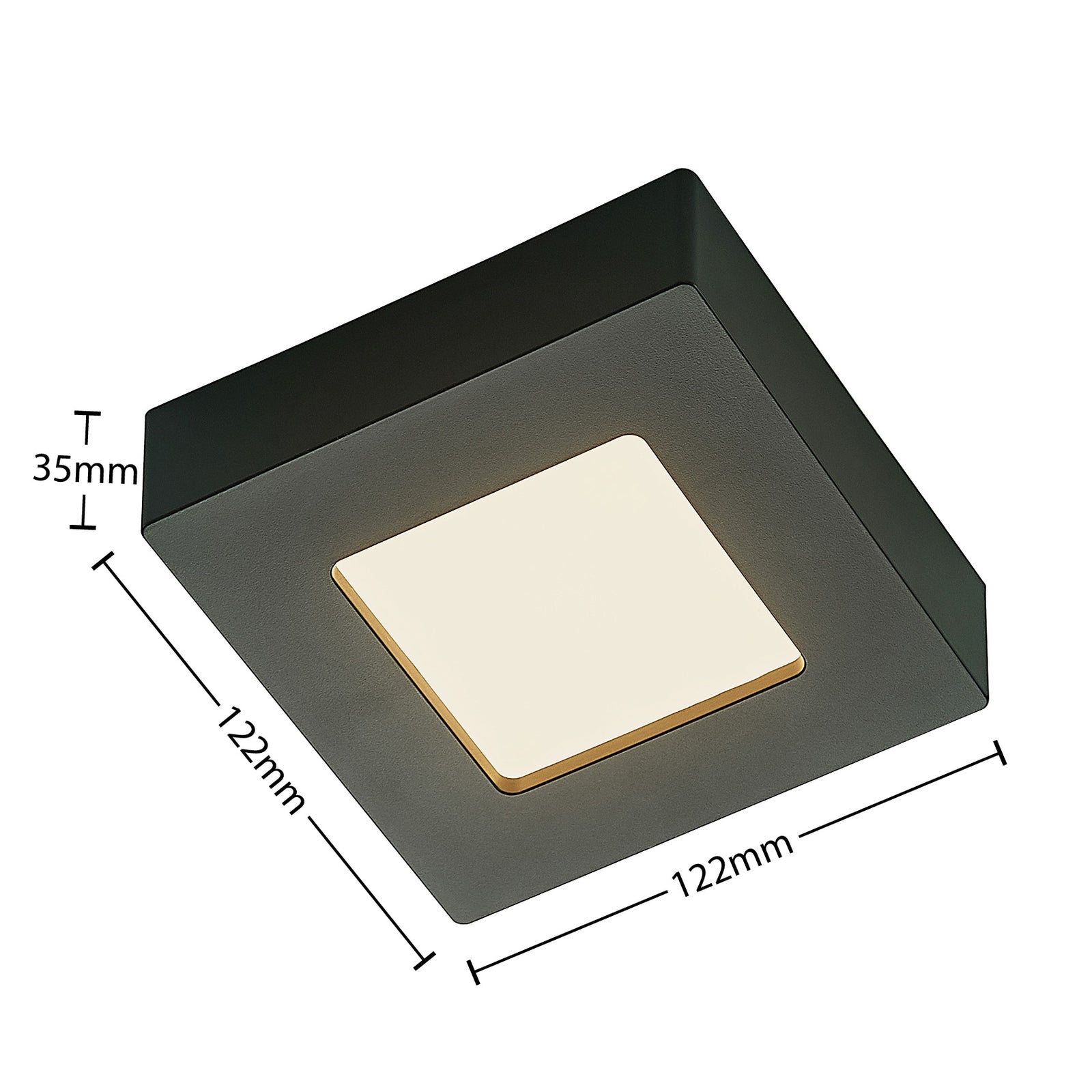 Nærbilde av LED taklampe Alette svart CCT dimbar IP44 6W