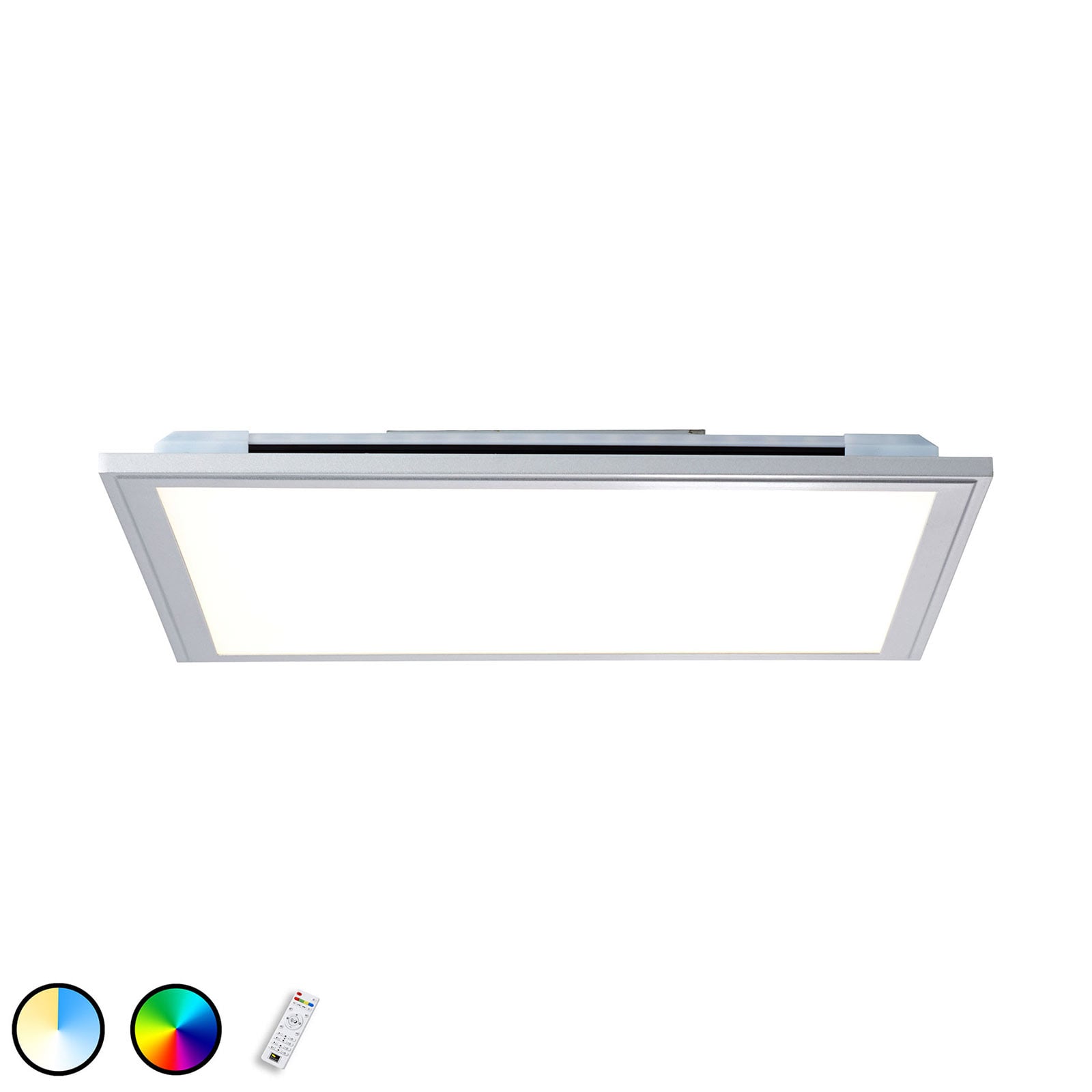 LED taklampe Alissa sølv RGB fjernkontroll forfra