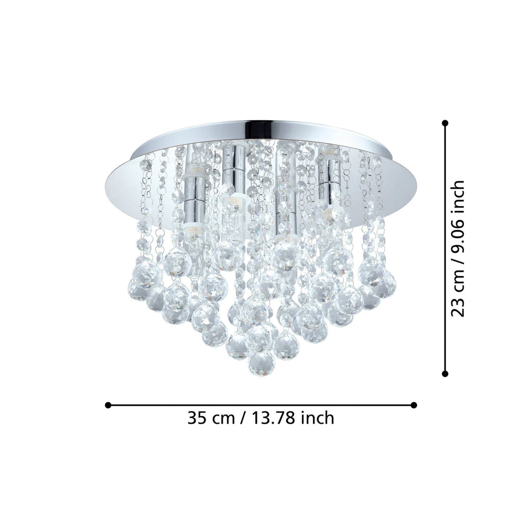 Detalj av LED taklampe Almonte krystallglass krom