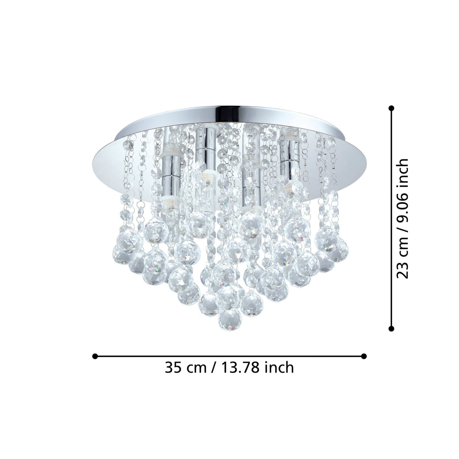Detalj av LED taklampe Almonte krystallglass krom