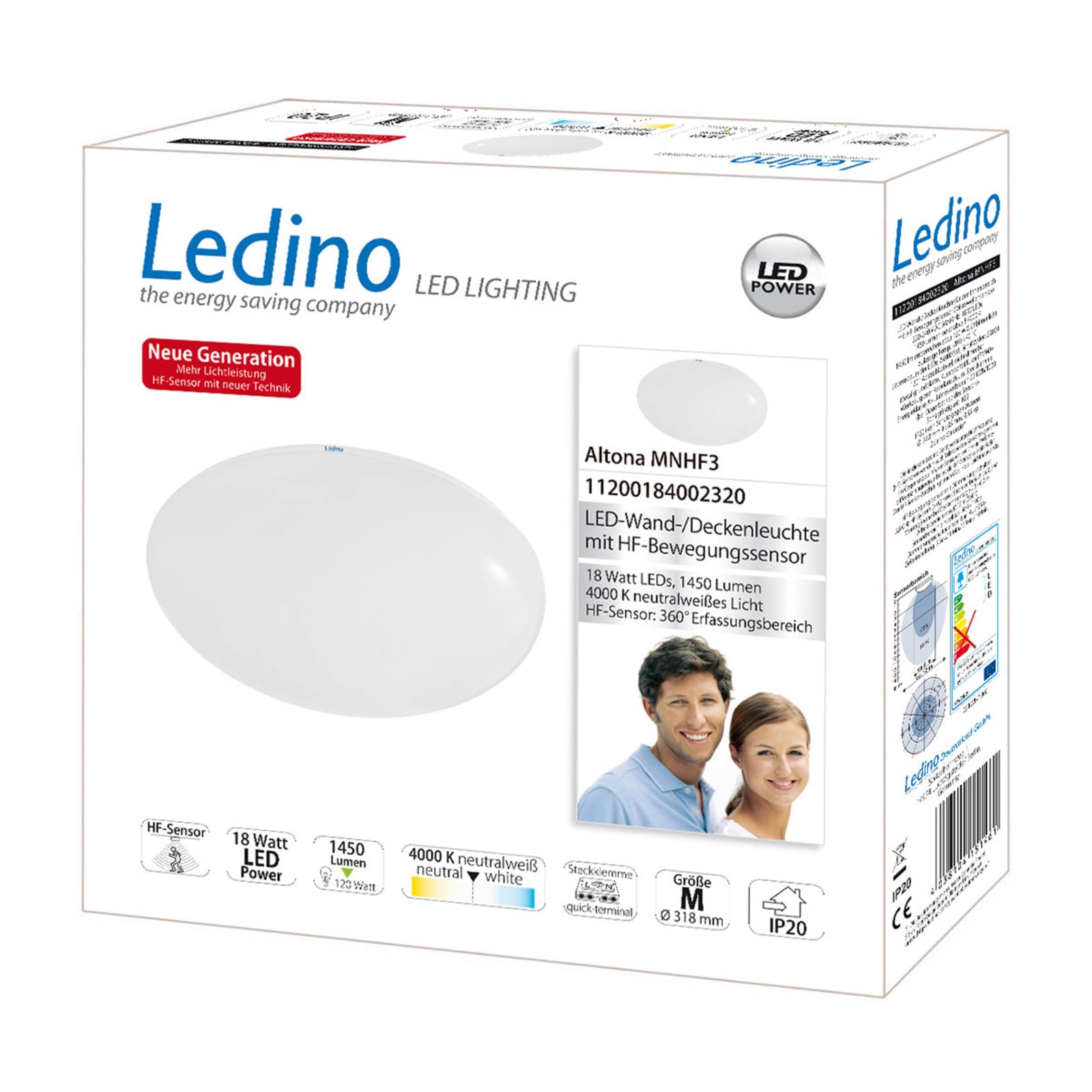 LED taklampe Altona med HF-sensor bakside