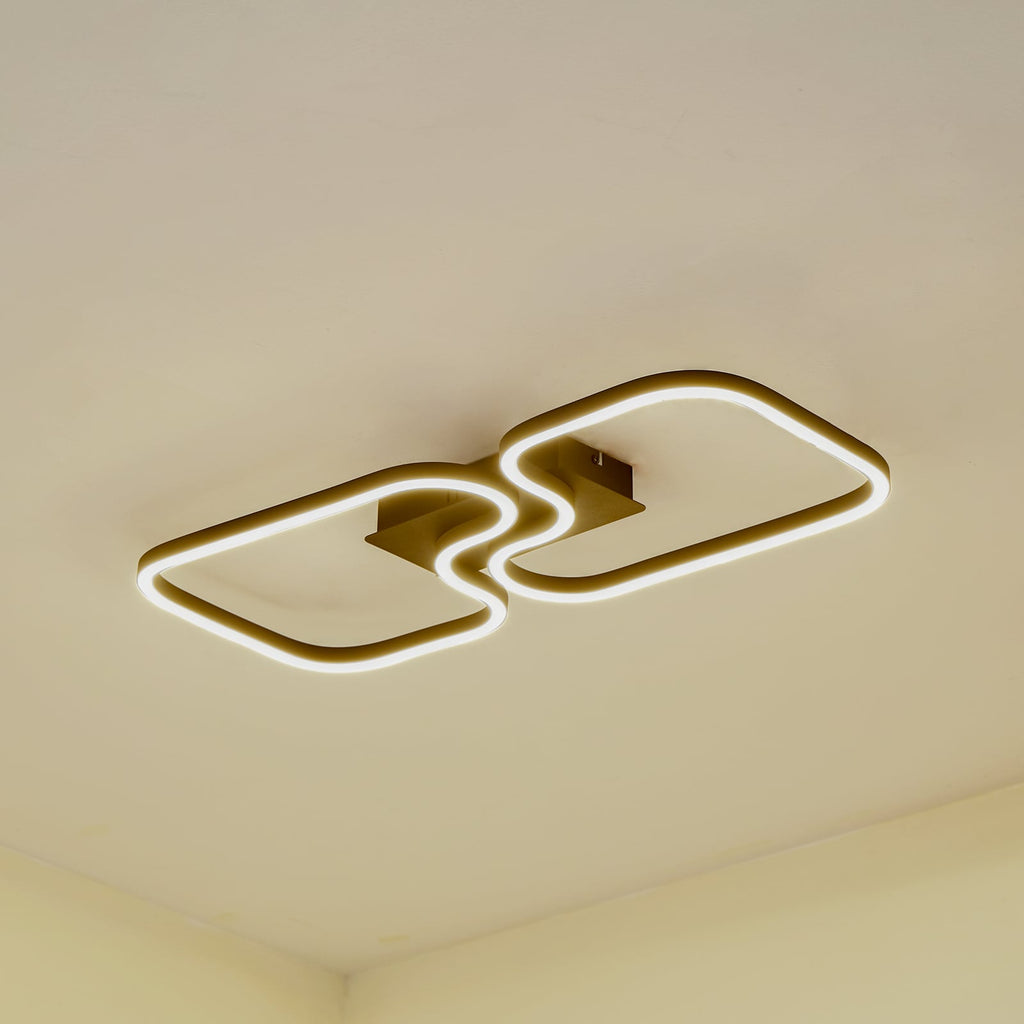 LED taklampe Amiya firkantet svart aluminium 64 cm forfra