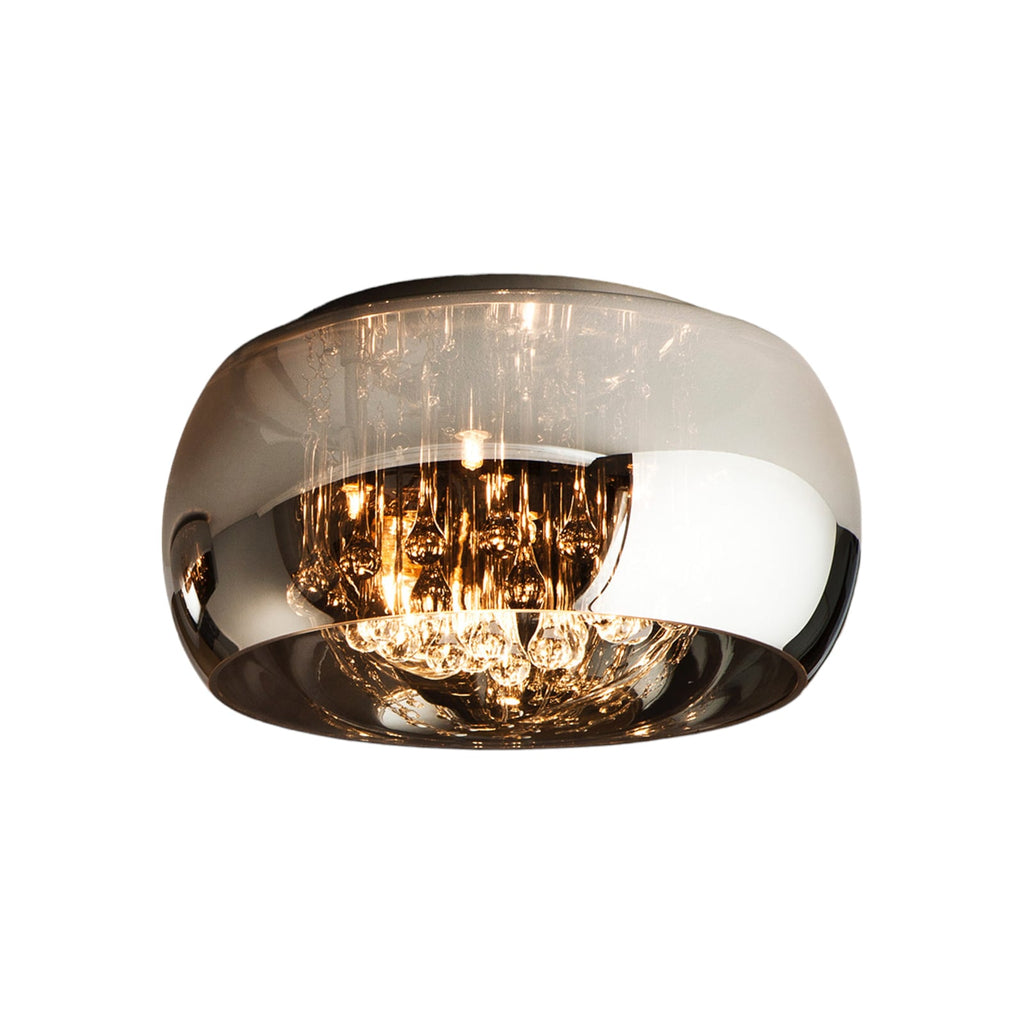 LED taklampe Argos med krystalldråper glass forfra