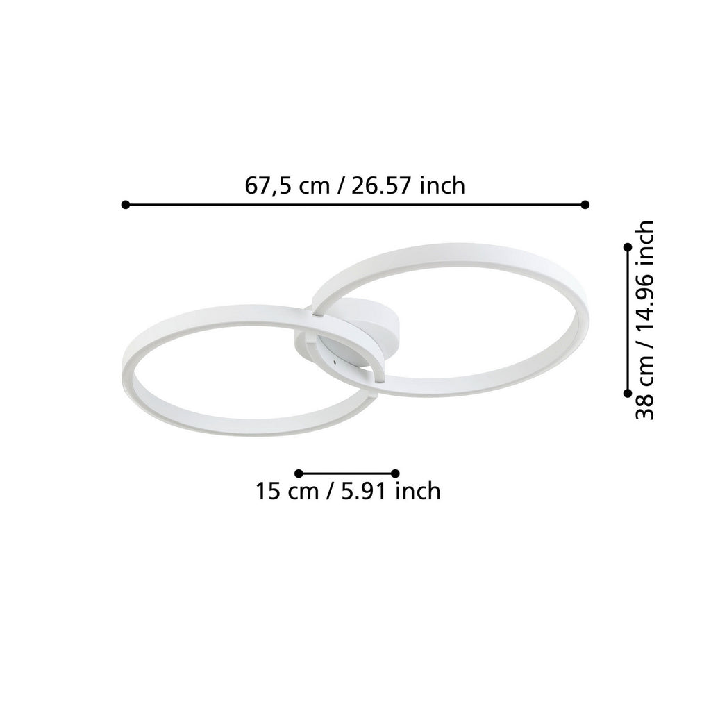 Detalj av LED taklampe Armandolo hvit CCT RGB dimbar 67 cm
