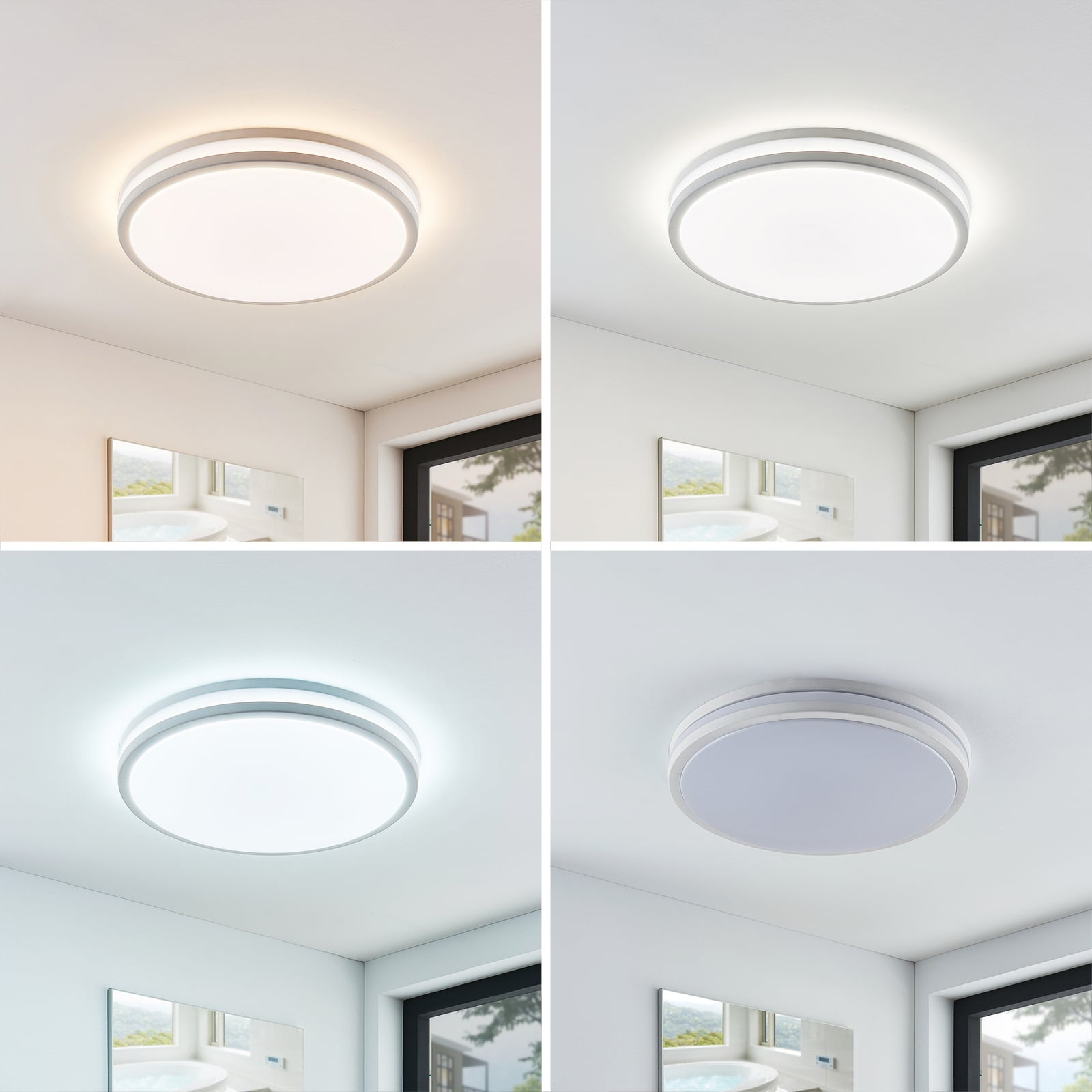 Nærbilde av LED taklampe Arnim dimbar CCT hvit Ø49 cm IP44 lysarmatur