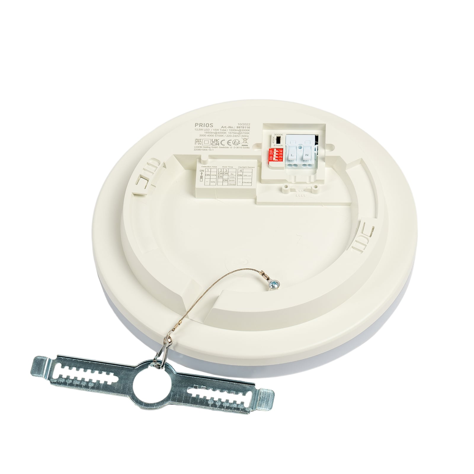 LED-taklampe Artin med bevegelsessensor hvit sideprofil