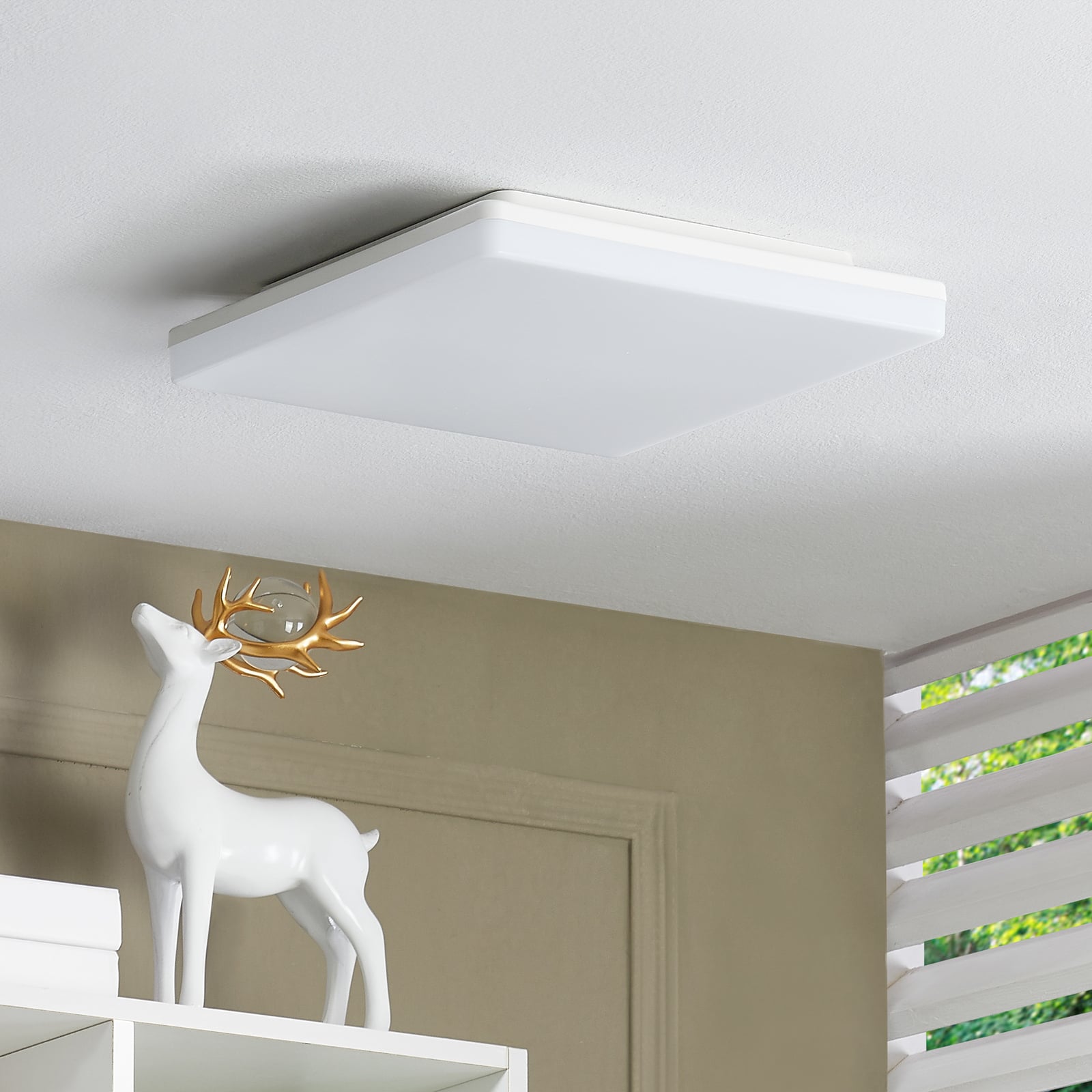 LED taklampe Artin kvadratisk hvit 28 cm CCT IP65 forfra
