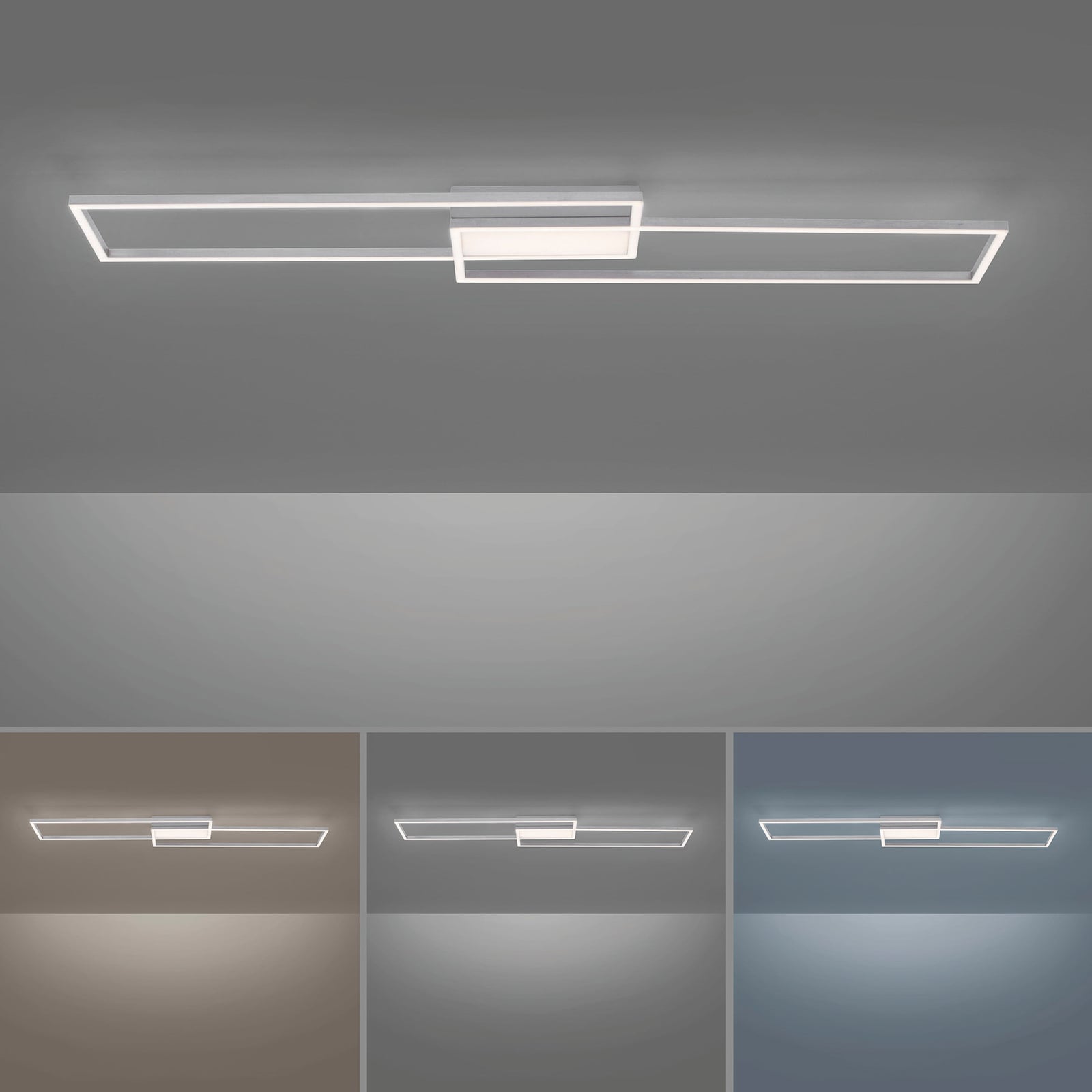 LED taklampe Asmin CCT dimbar stål 109,5x25,7 cm detalj
