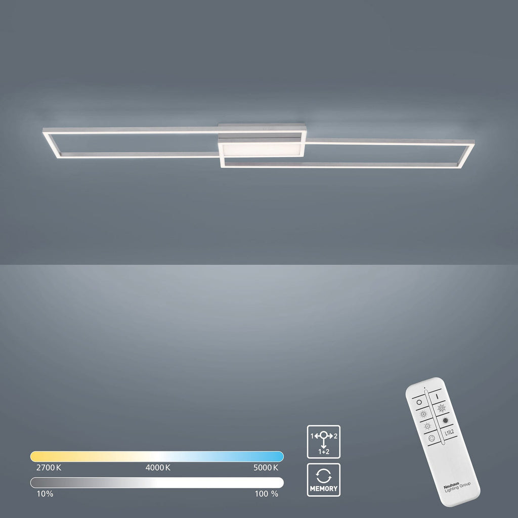 LED taklampe Asmin CCT dimbar stål 109,5x25,7 cm fjernkontroll