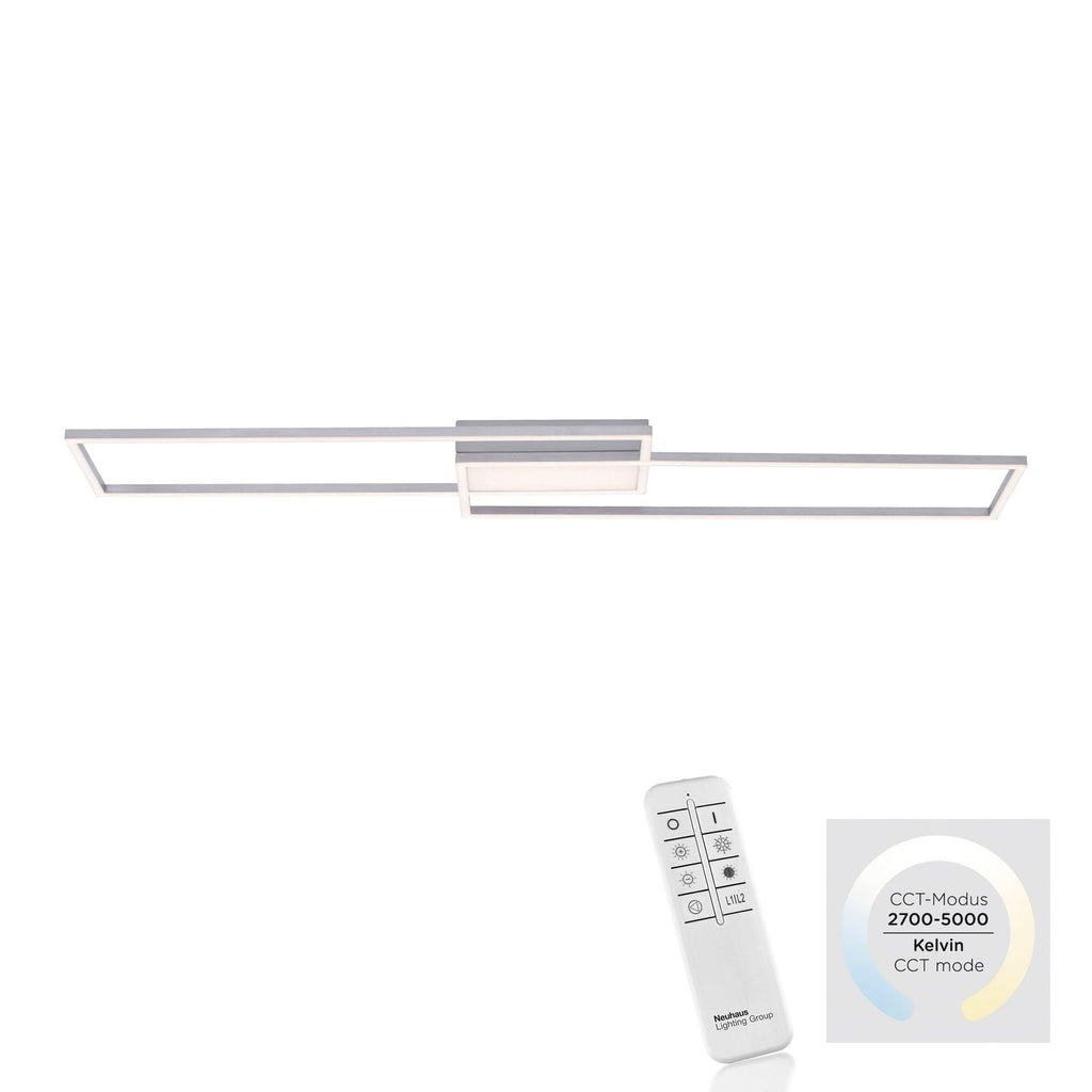 LED taklampe Asmin CCT dimbar stål 109,5x25,7 cm lysstyrke