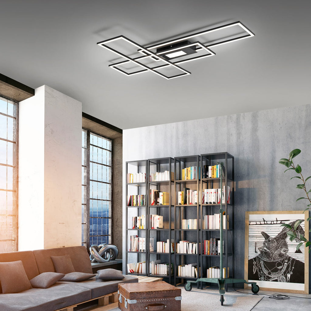 LED taklampe Asmin CCT dimbar svart 99x69 cm bakside