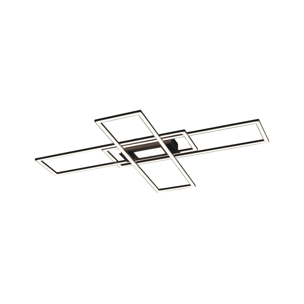 LED taklampe Asmin CCT dimbar svart 99x69 cm detalj av rektangler