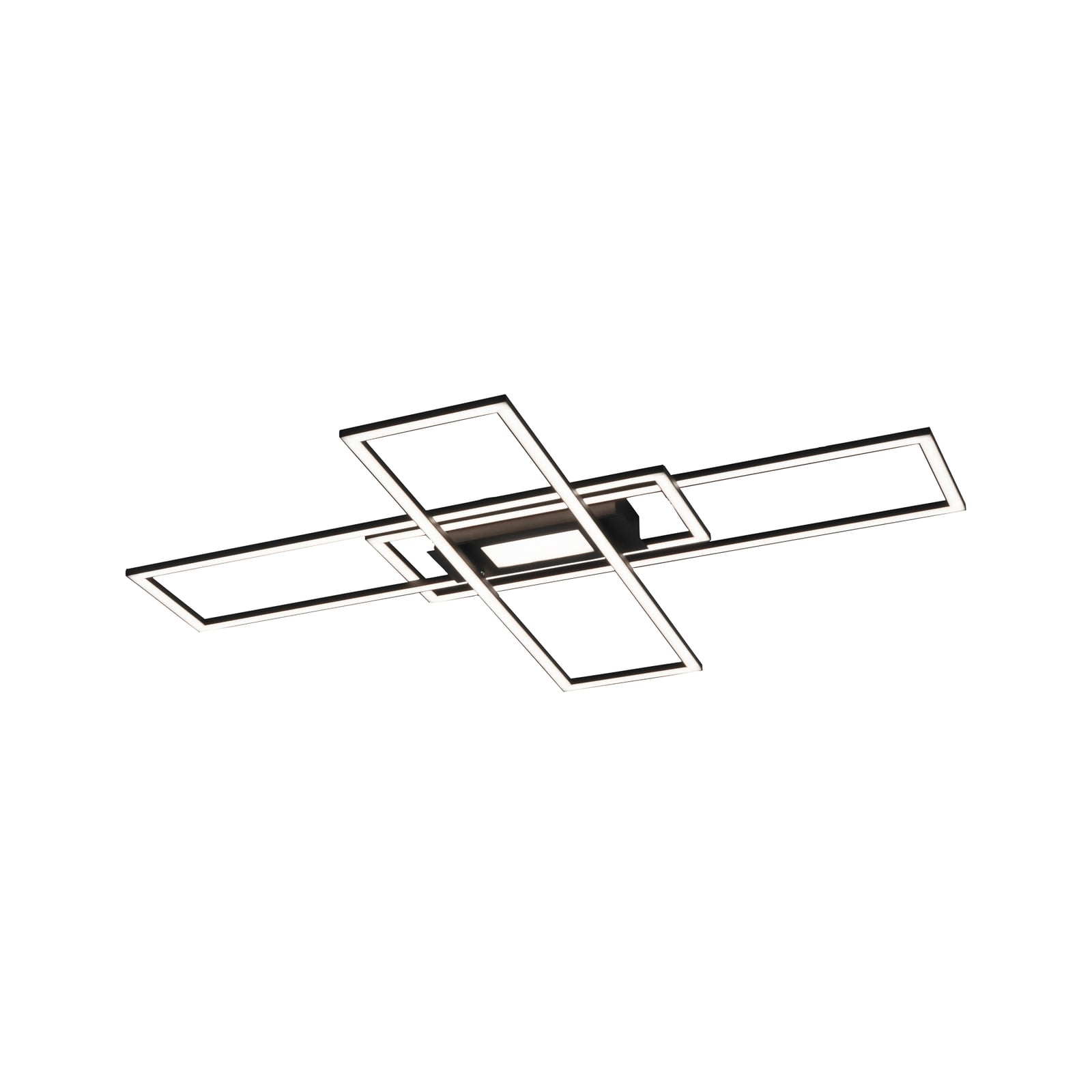 LED taklampe Asmin CCT dimbar svart 99x69 cm detalj av rektangler