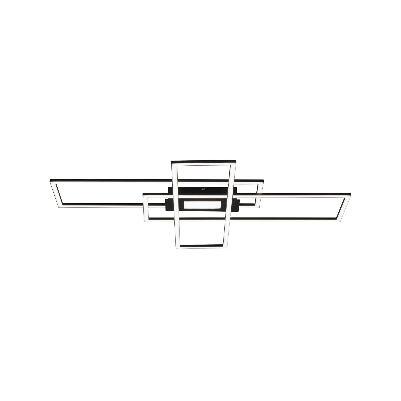 LED taklampe Asmin CCT dimbar svart 99x69 cm montert i rom