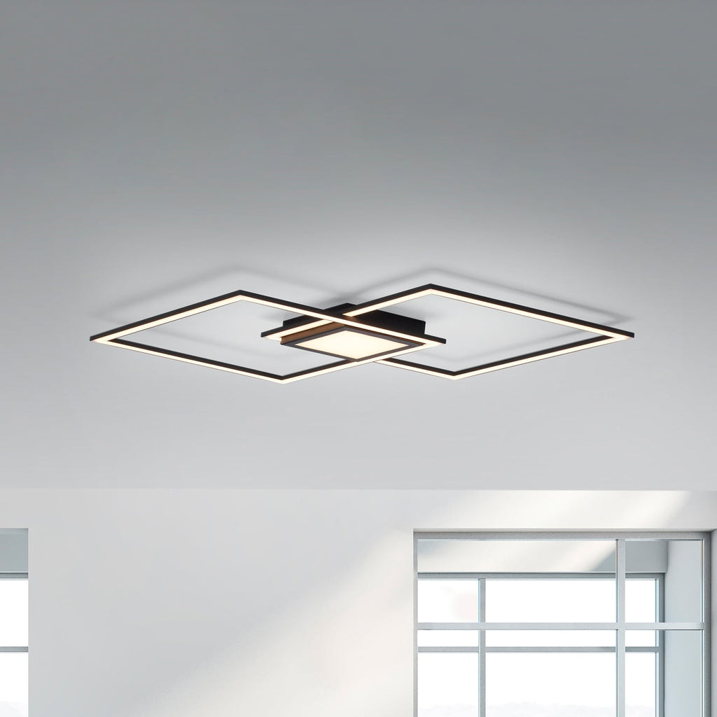 LED taklampe Asmin dimbar svart 106x37 cm CCT 45W forfra