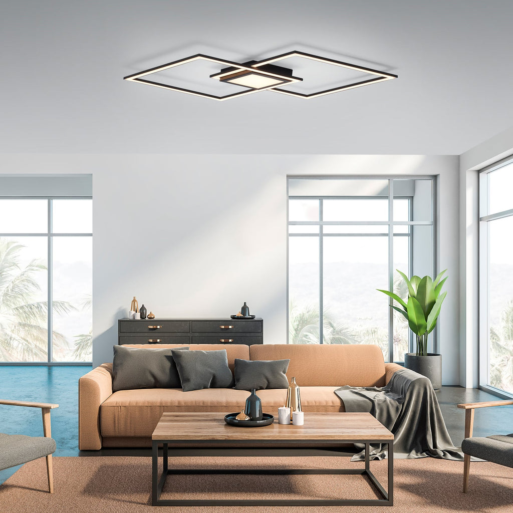 LED taklampe Asmin dimbar svart 106x37 cm CCT 45W bakside