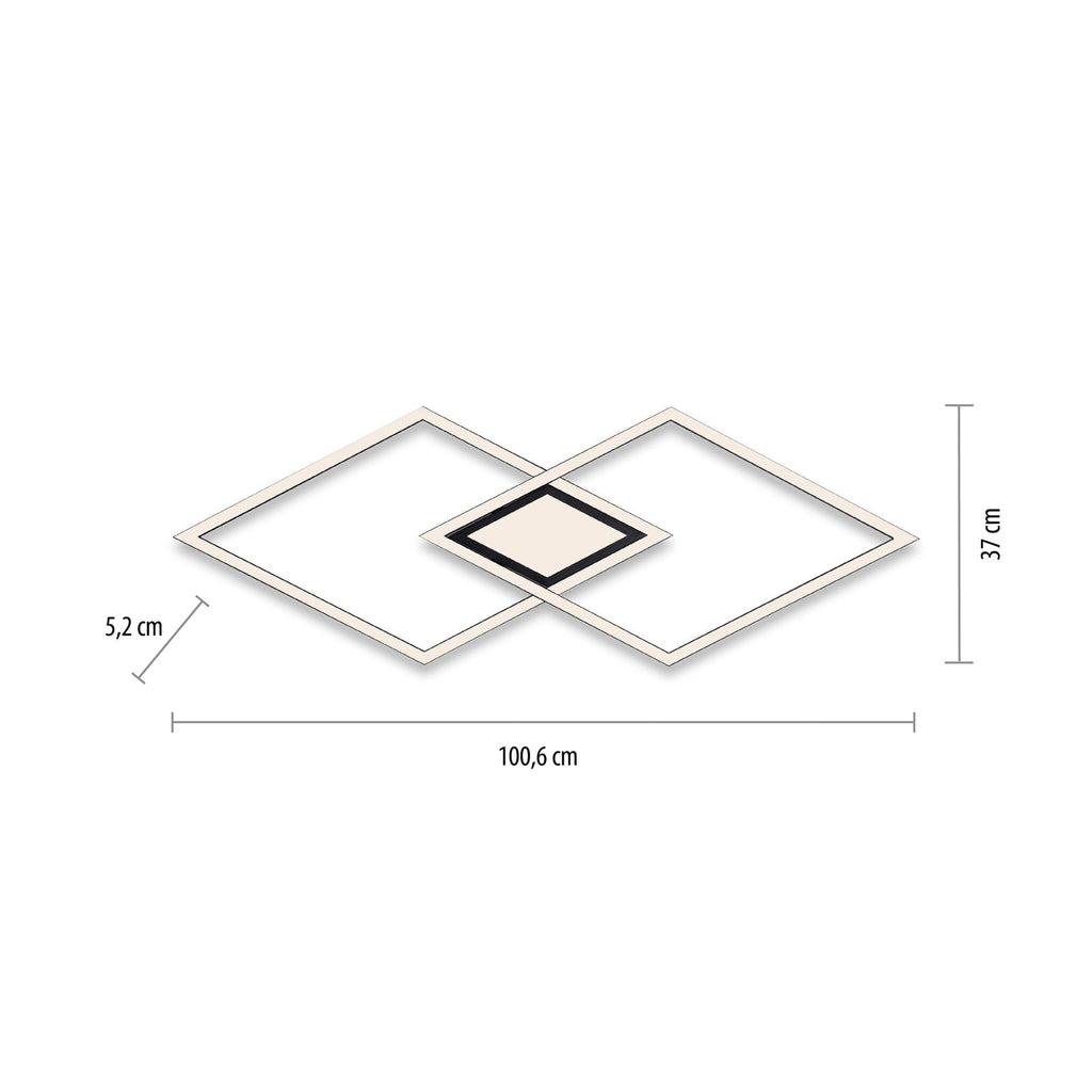 LED taklampe Asmin dimbar svart 106x37 cm CCT 45W montert