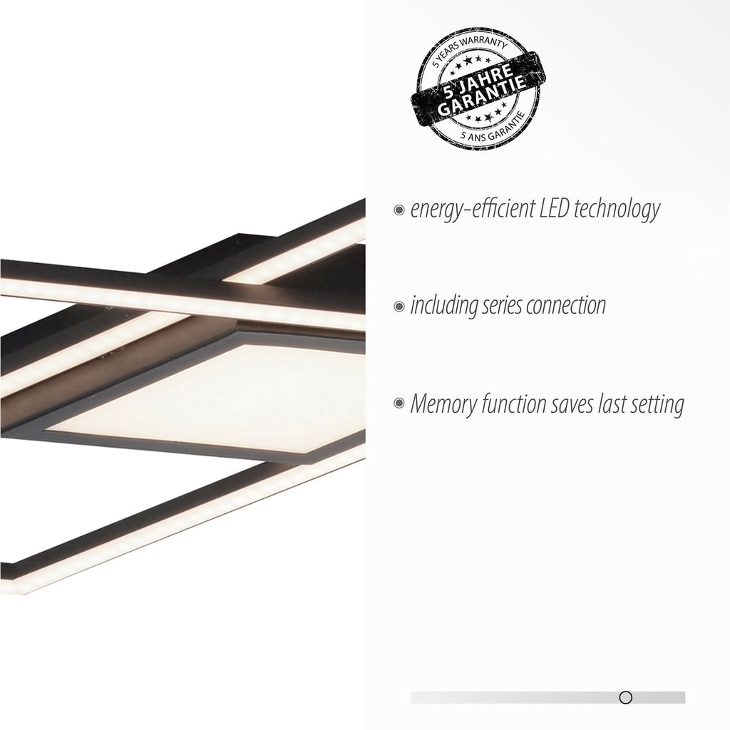 LED taklampe Asmin dimbar svart 106x37 cm CCT 45W lysmodus