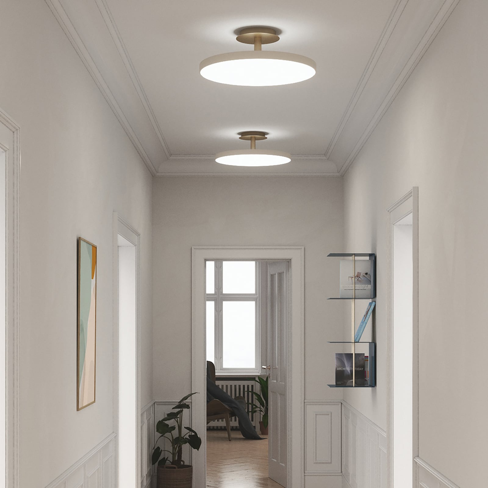 LED taklampe Asteria UP PLUS perlehvit dimbar bakside