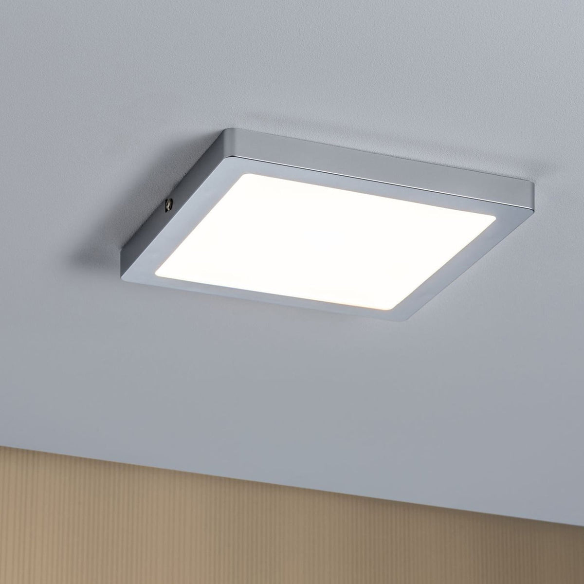 LED taklampe Atria kvadratisk matt krom 22x22 cm dimbar bakside
