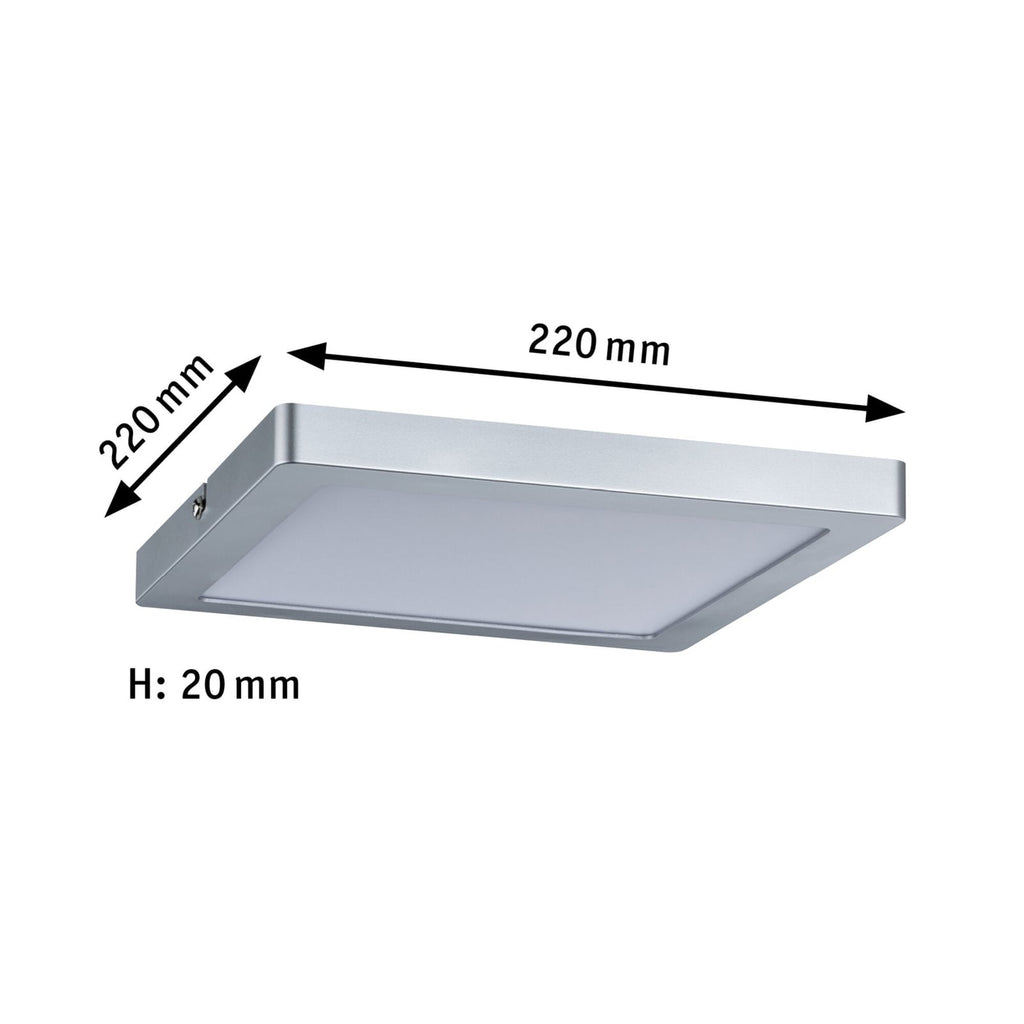 LED taklampe Atria kvadratisk matt krom 22x22 cm dimbar nærbilde