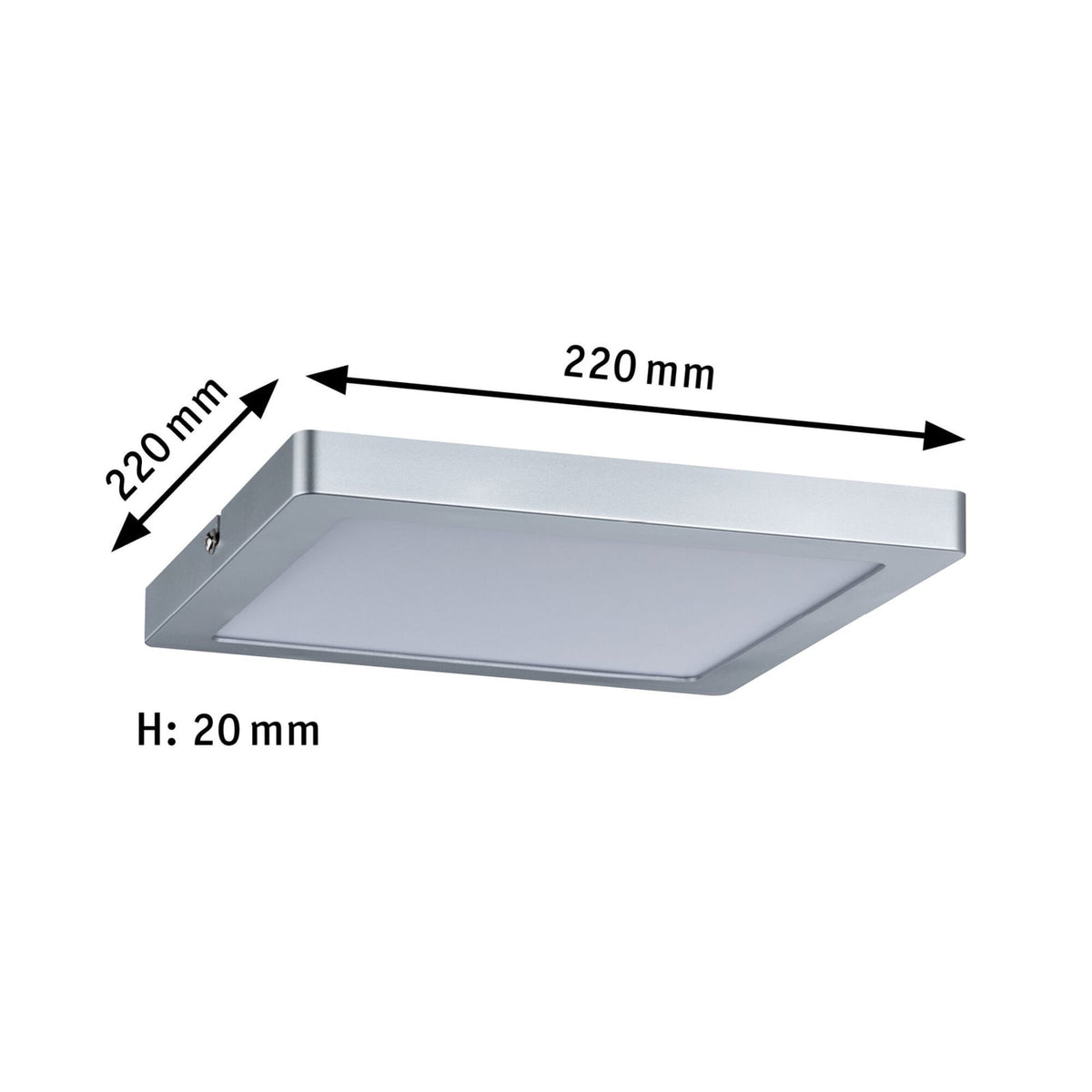 LED taklampe Atria kvadratisk matt krom 22x22 cm dimbar nærbilde