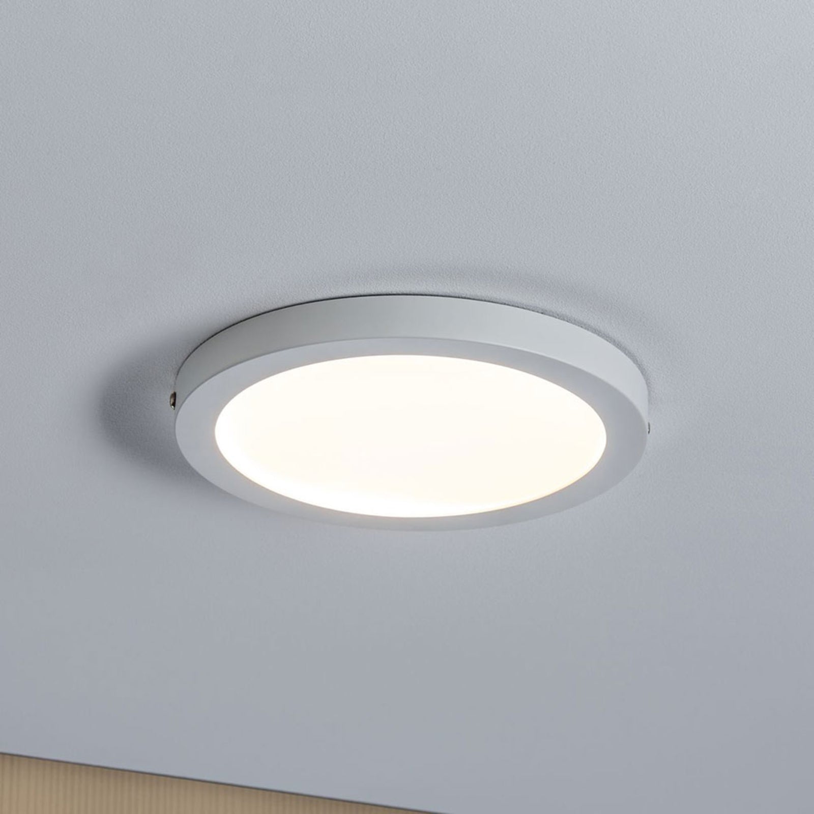 LED-taklampe Atria rund dimbar Ø22 cm hvit matt front